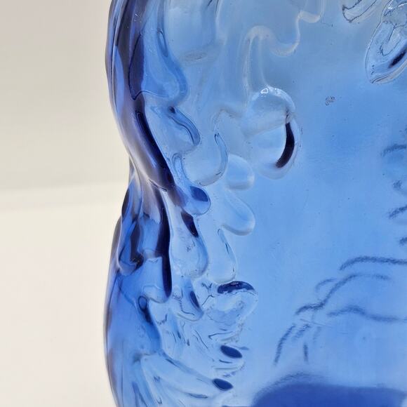 Vintage Cobalt Blue Glass Bottle with Acorn and Oak Leaves Design-Made in Canada - Picture 5 of 11